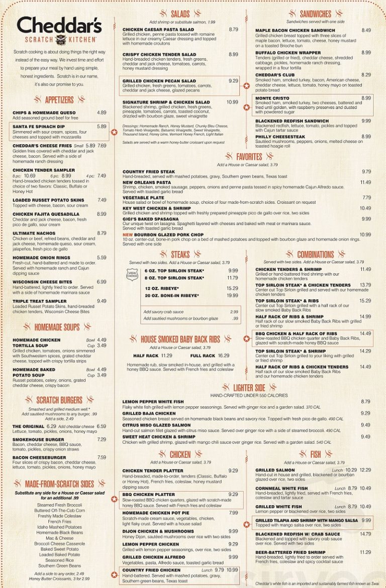 Cheddars Menu February 2024 Food, Drinks Menu with Prices