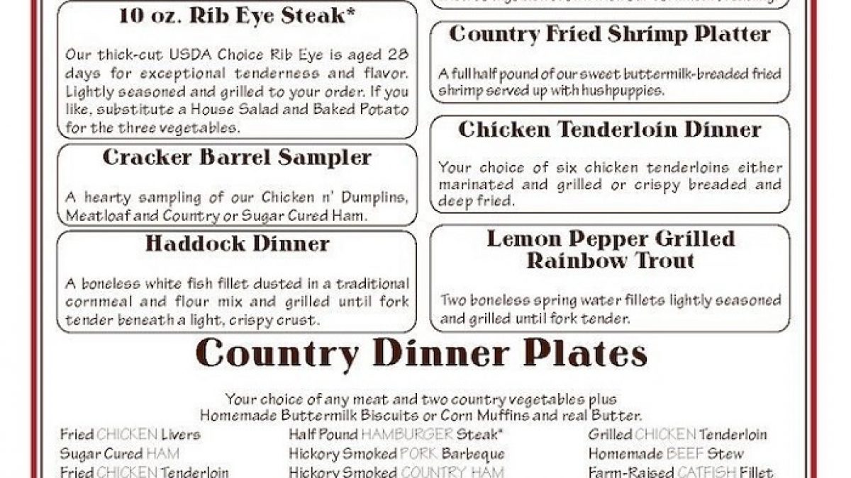 Prices at on sale cracker barrel