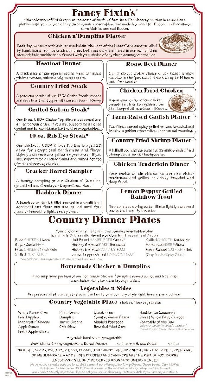 Cracker Barrel Menu