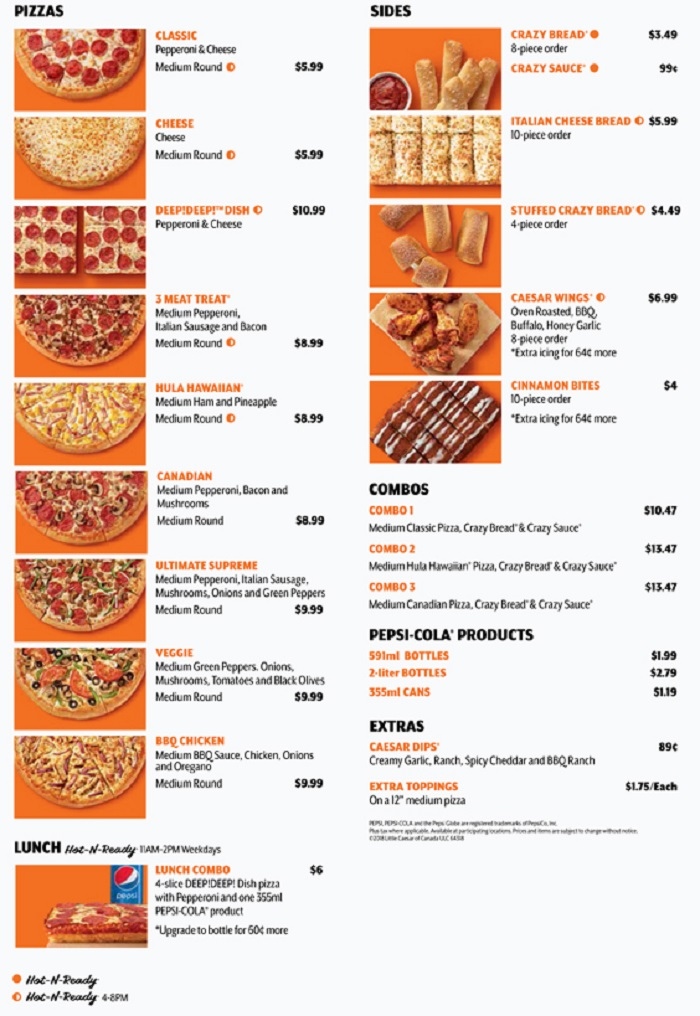 Little Caesars Pizza menu