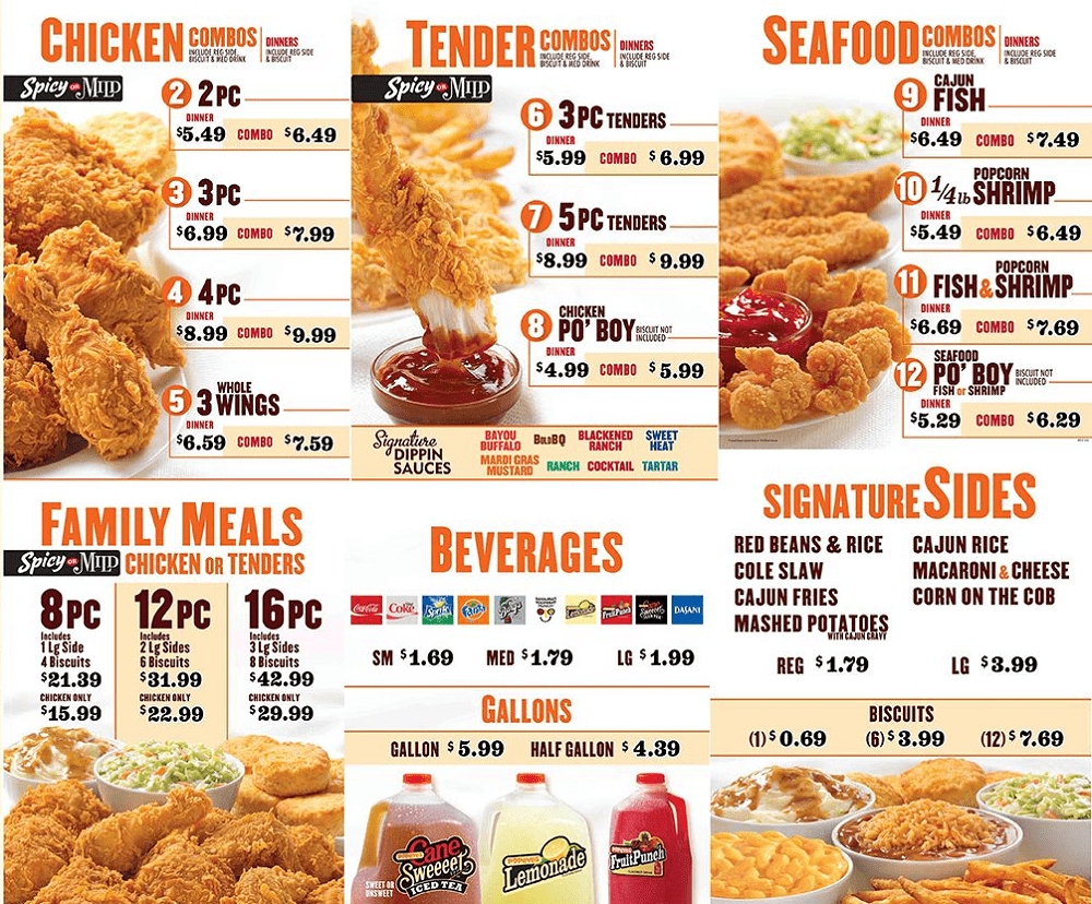 Popeyes menu